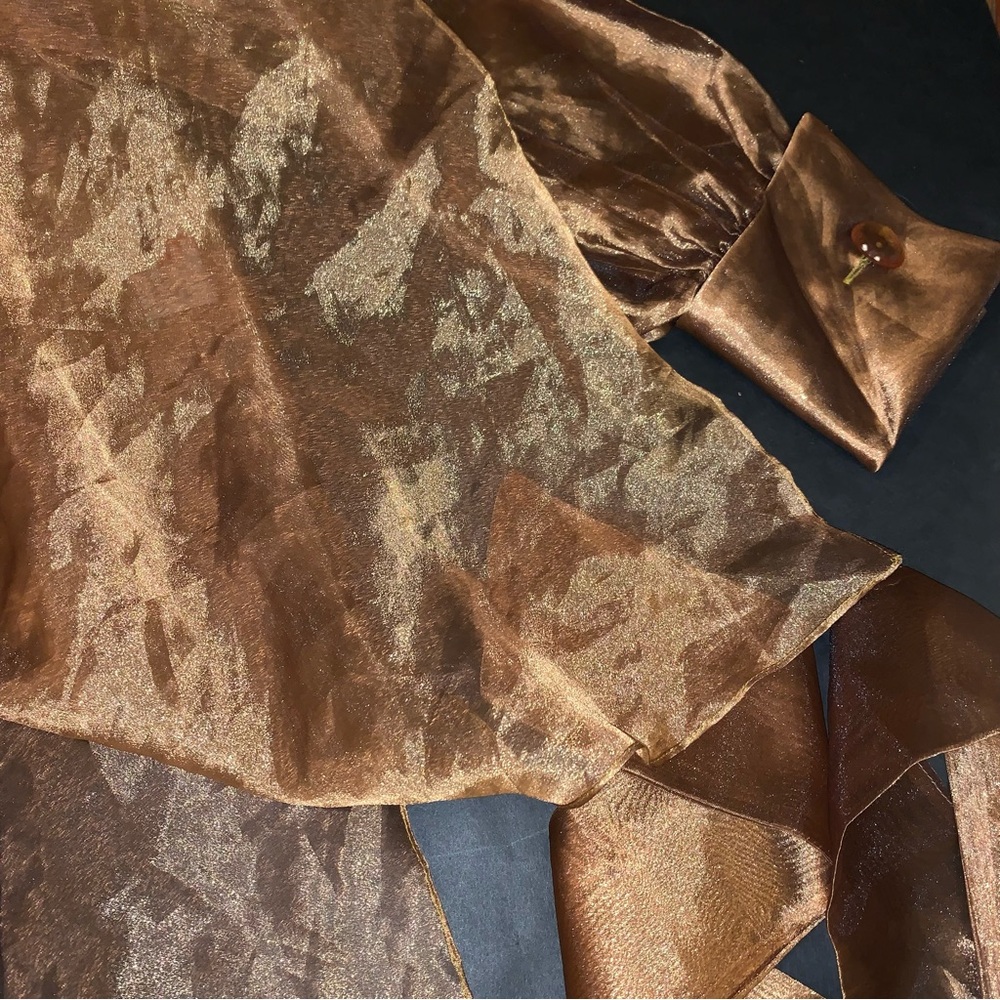 Vintage Metallic Bronze Wrap Blouse - Picture 10 of 16
